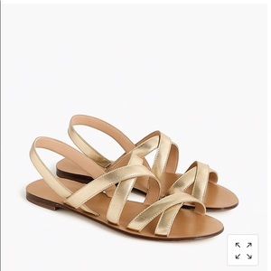 NWOT - JCrew Cross-strap sandals metallic gold